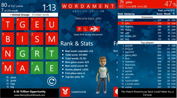 El "Apalabrados" de Windows Phone, Wordament, se convierte en un juego Xbox Live