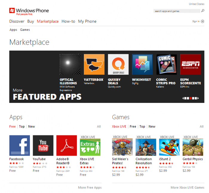 Windows Phone Marketplace Web