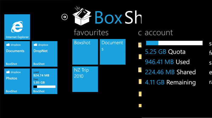 BoxShot cliente de Dropbox