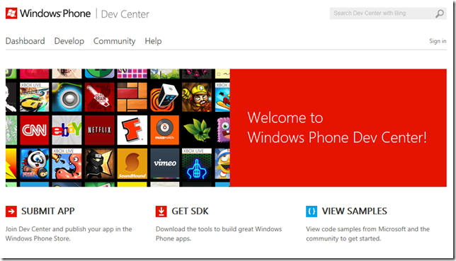 Nuevo Windows Phone Developers Center