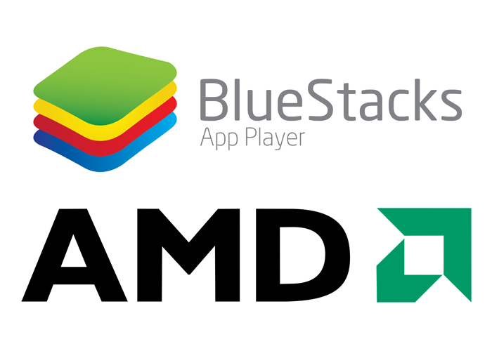 BlueStacks y AMD logos