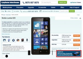 Lumia 820 en Carphone Warehouse