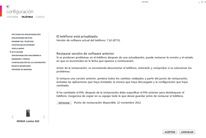 Lumia 610 actualizado