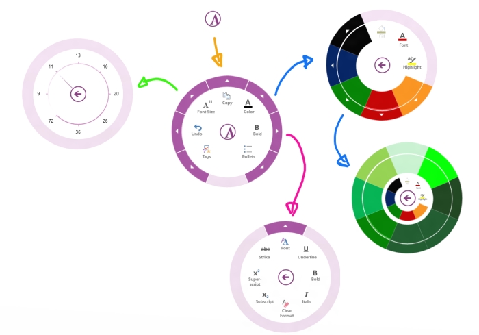 Menu radial de OneNote