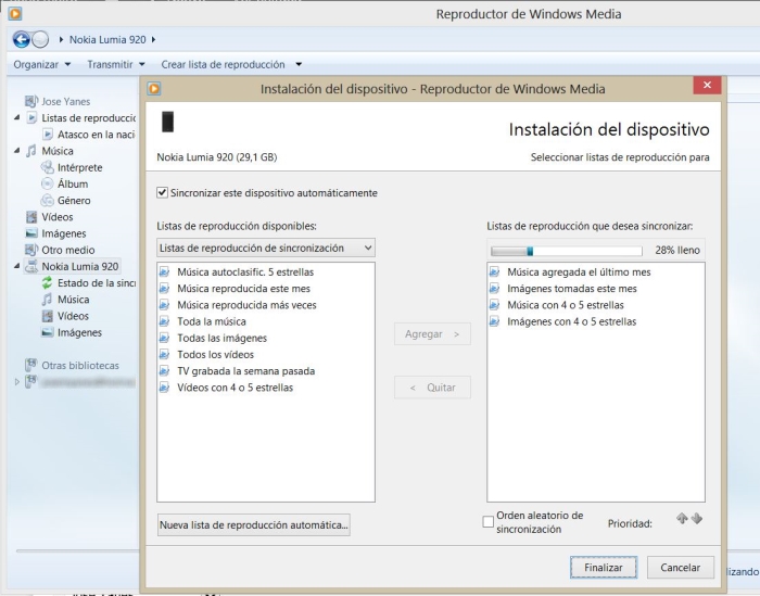 Sincronizacion con Windows Media