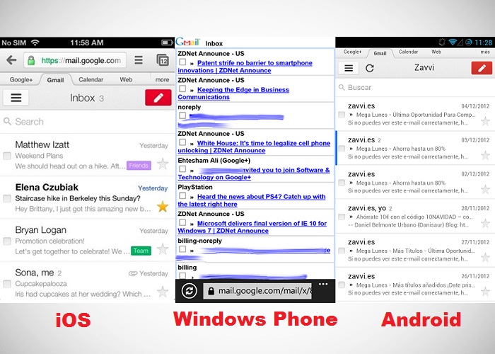 Comparativa de las versiones web de Gmail