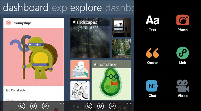 Capturas de pantalla de Tumblr para Windows Phone