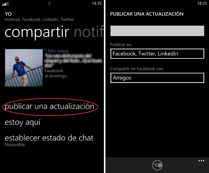 Publicacion mensaje windows phone