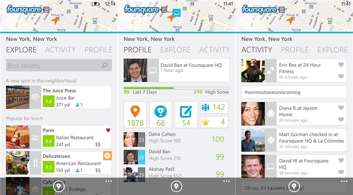 Rediseño de Foursquare para Windows Phone 8