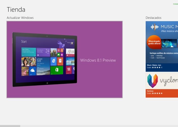 Primera pantalla descarga Windows 8.1