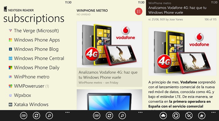 Nextgen Reader para Windows Phone 8