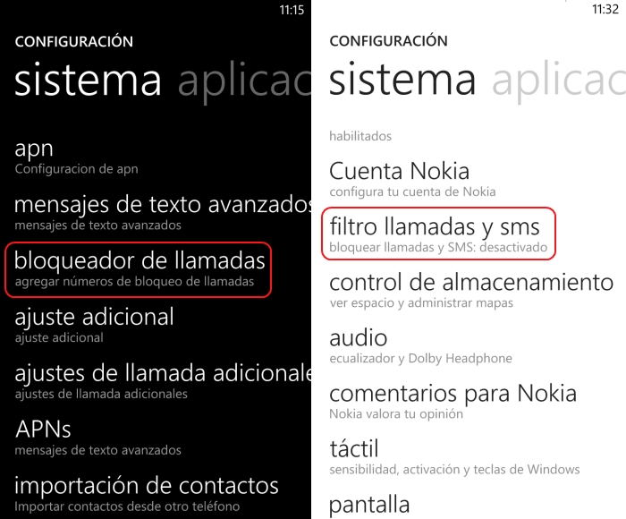 bloqueo llamadas windows phone