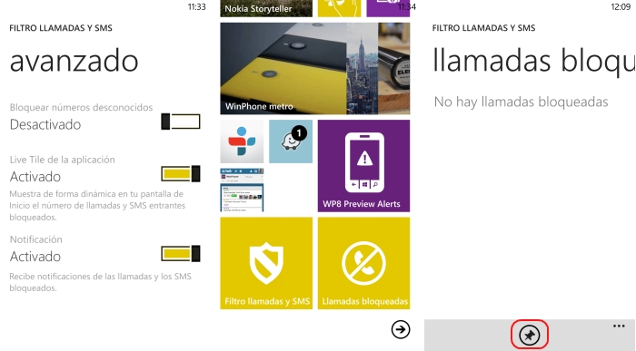 configuracion nokia bloqueo llamadas y sms windows phone