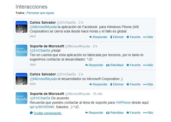 Soporte Microsoft fallo Facebook Microsoft