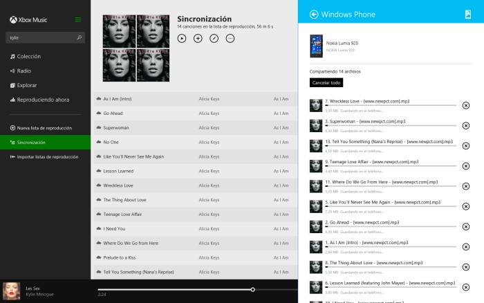 Xbox music envia canciones windows phone 8.1