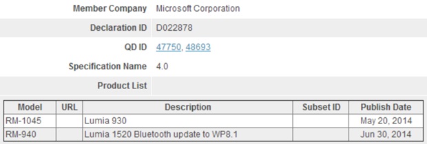 Bluetooth Lumia 1520