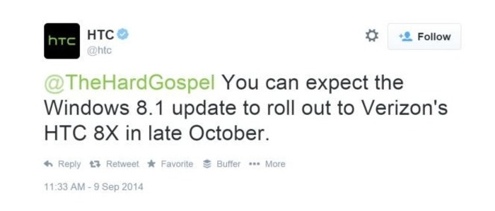 HTC 8X actualización octubre