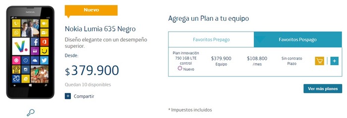 Movistar Lumia 635 contrato