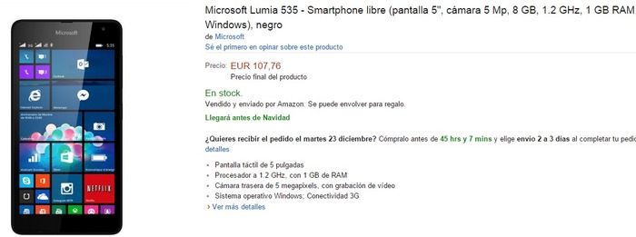 Microsoft Lumia 535 Amazon España