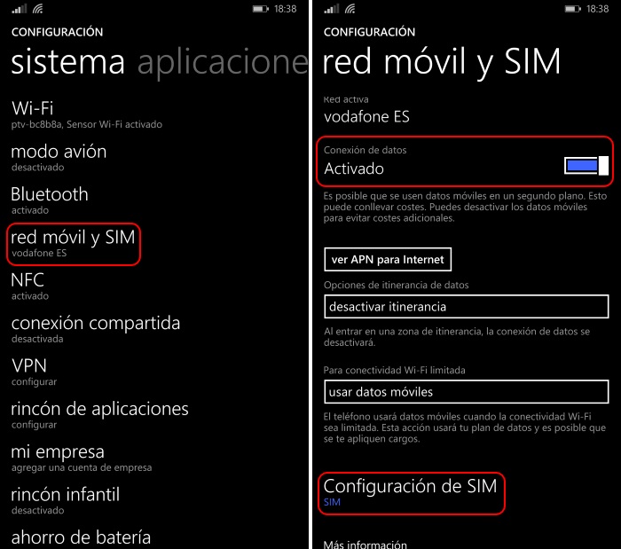 red movil windows phone 8.1