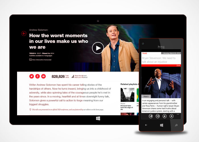 TED para tablets y móviles Windows