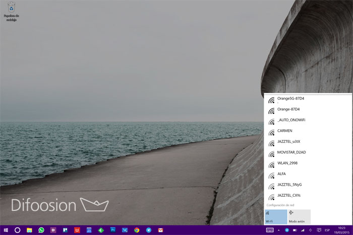 Wi-fi Windows 10 panel