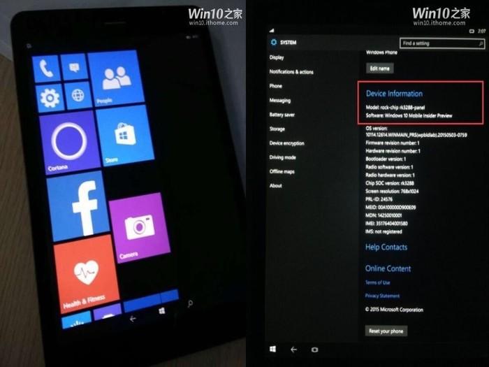 Windows 10 Mobile ARM tableta