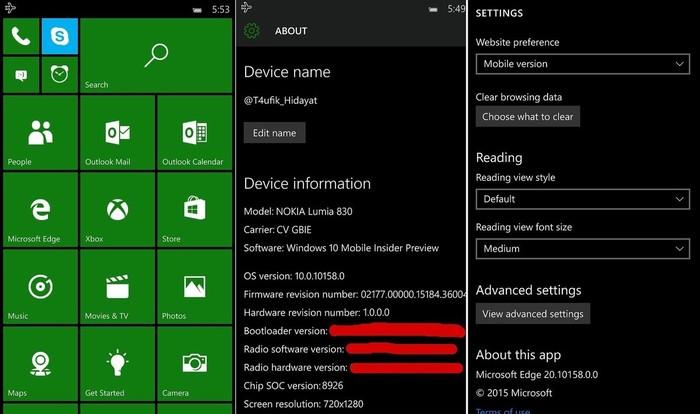 Windows 10 Mobile build 10158