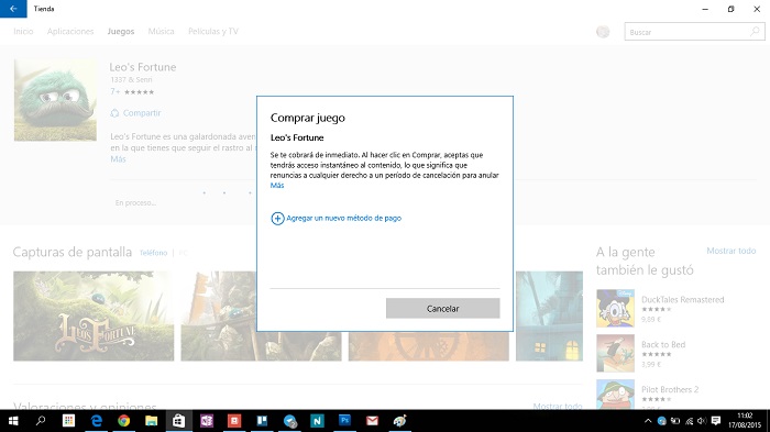 Comprar aplicaciones en Windows 10 Store