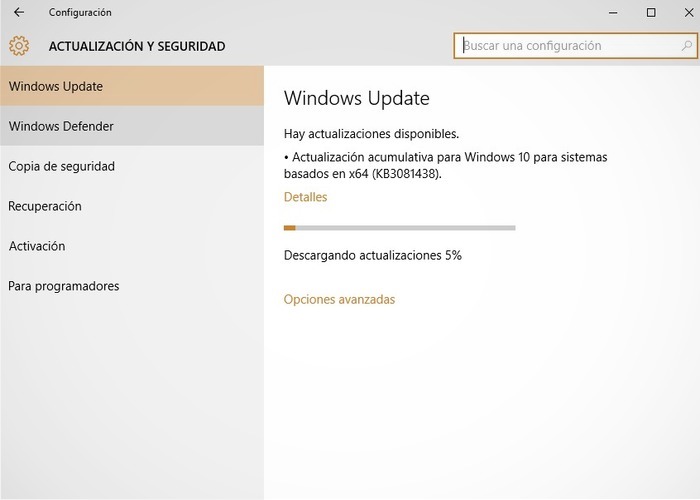 Windows 10 actualización KB3081438