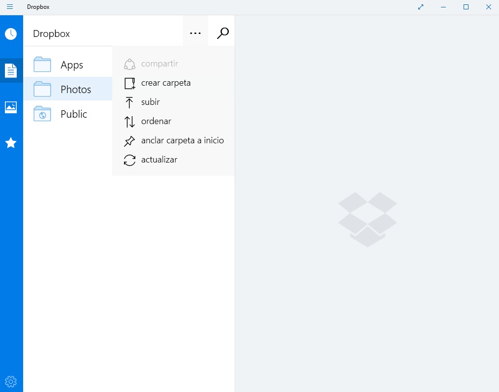 Dropbox windows 10 captura