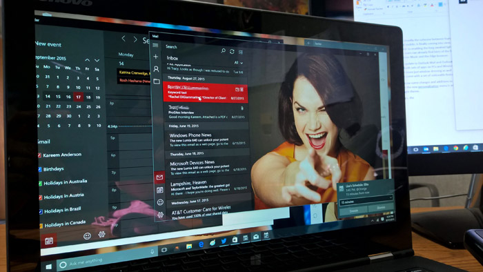 Mail y Calendar en Windows 10 tema oscuro