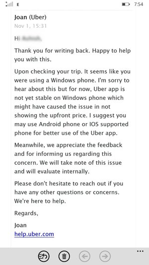 Uber Windows Phone