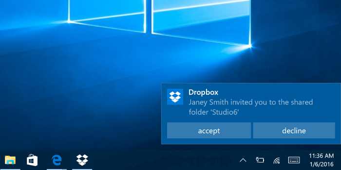 Notificaciones interactivas en Dropbox