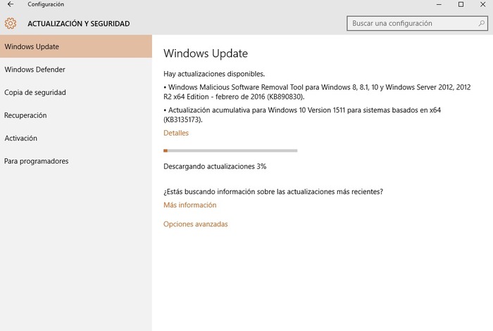 Windows 10 actualización acumulativa KB3135173