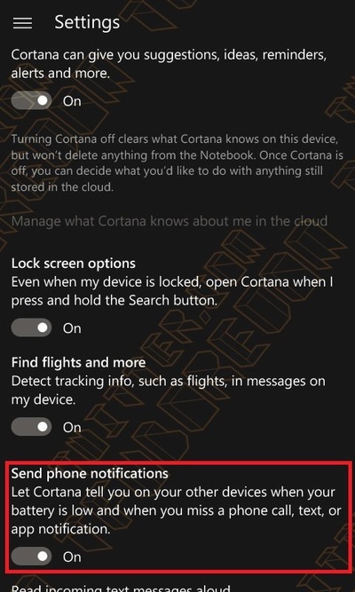 Cortana notificacion batería