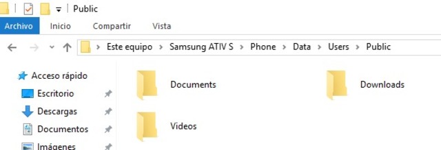 Carpetas ATIV S windows 10 mobile