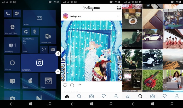 Instagram Windows 10 Mobile rediseño