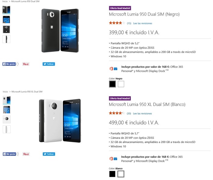 Lumia 950 y 950 XL oferta