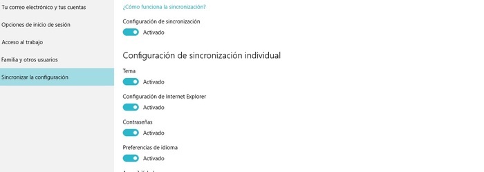 Sincronización Windows 10