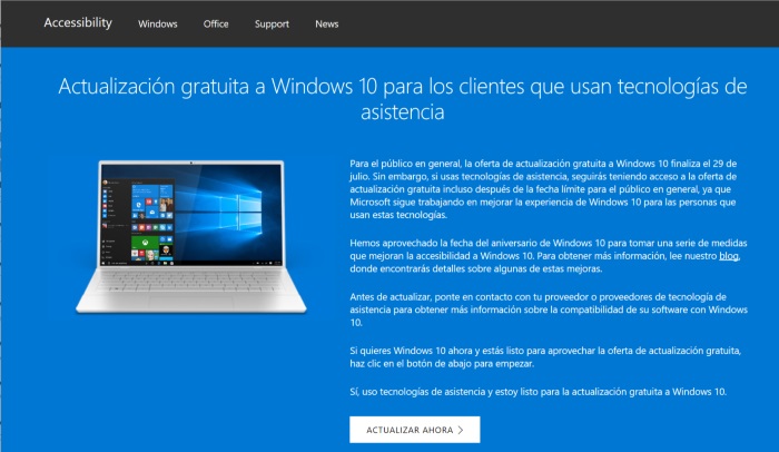 actualizacion windows 10 gratis tecnologias asistencia