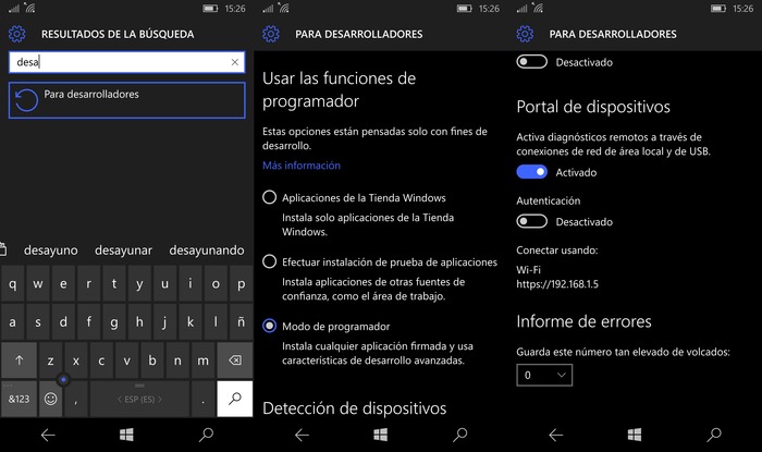 windows 10 mobile instalar app no firmadas