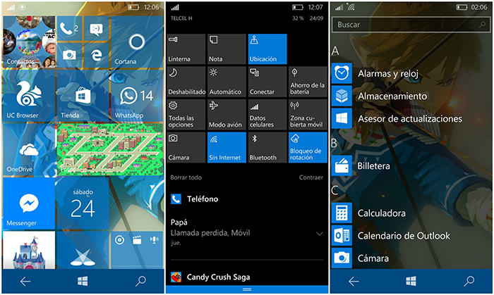 Tamaño de los elementos aumentado en Windows 10 Mobile