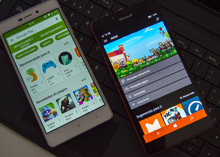 Tiendas de aplicaciones de Android y Windows