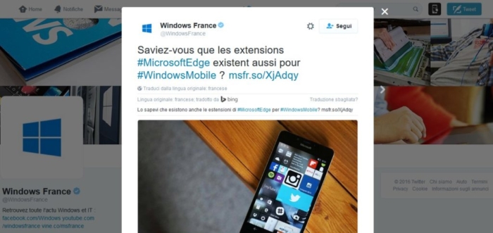 tuit francia microsoft edge extensiones windows mobile