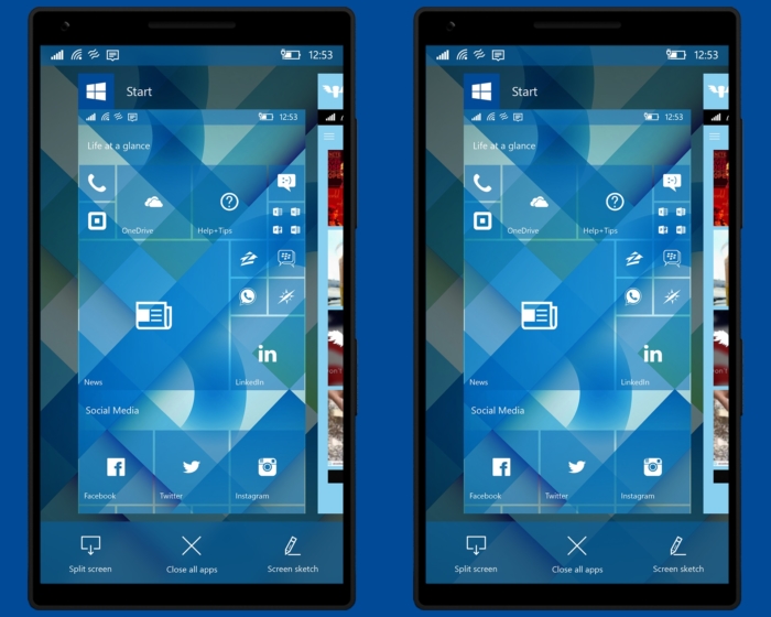 Windows 10 Mobile concepto creators update gestor multitarea