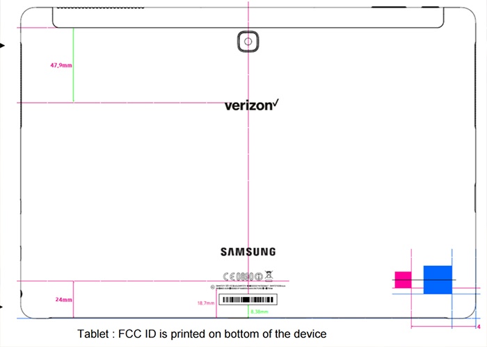 Imagen de la nueva tablet de Samsung del FCC