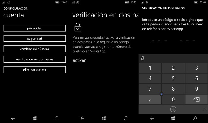 verificacion dos pasos whatsapp windows phone