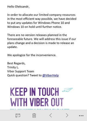 viber windows 10 fin soporte