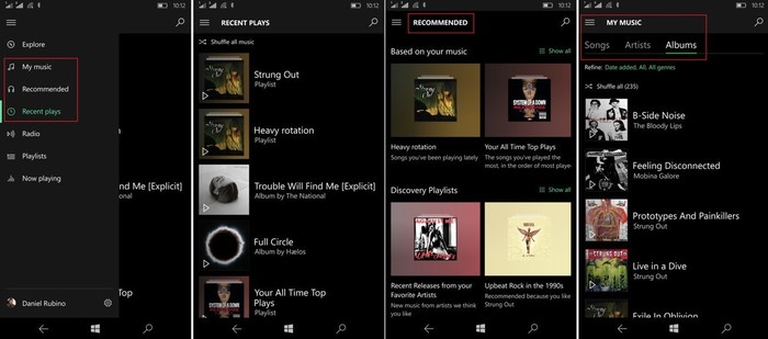 groove music windows 10 cambios interfaz